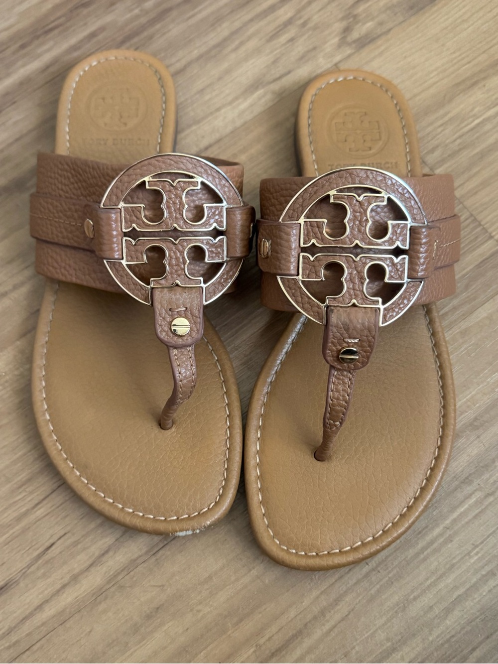 Tory Burch Miller Leather Toe-Post Sandals